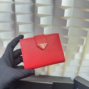 Fashion 3.9"x3.5"x0.8" Red Leather Wallet QB-927086