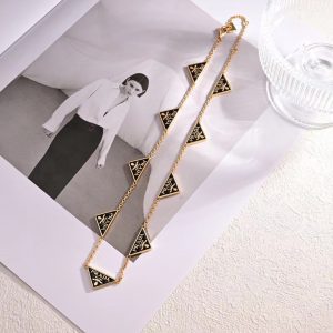 Classic 9 Pendants Golden Chains Necklace PPXL-9120005