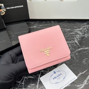 Vintage 3.9"x3.5"x0.8" Pink Leather Wallet QB-927058