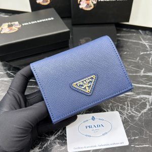 3.9"x3.5"x0.8" Blue Leather Wallet QB-927063