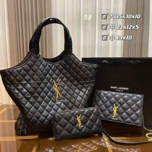 Black Squares Bags Set-Size 13.8"x11.8"x3.9", 9.1"x4.7"x2.0", 7.5"x3.9" BB-921270
