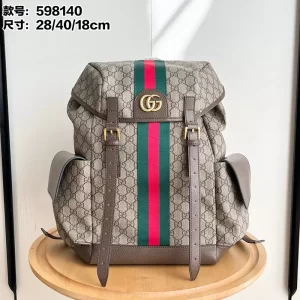 Size 11.0"x15.7"x7.1" Brown Backpack with Green Straps BB-921728