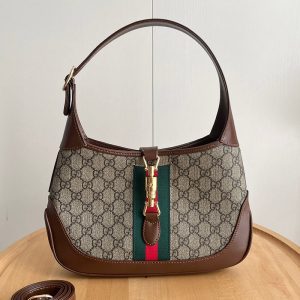 Size 11.0"x7.5"x1.8" Leather& Brown Canvas Handbag with Adjustable Strap BB-921712