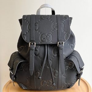 13.4"x16.1"x4.7" Black Leather Backpack BB-921725