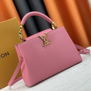 Pink Leather Big:10.6"x6.9"x3.5" Small:8.3"x5.5"x3.1" Totebag With Adjustable Strap BB-921422