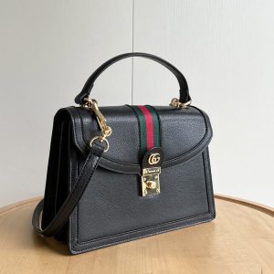 Size:9.8"x6.9"x2.8" Black Totebag with Adjustable Strap Charm BB-921709