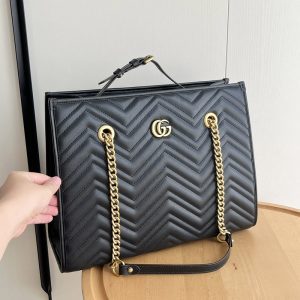 13.4"x11.0"x4.9" Black Leather Handbag BB-921288