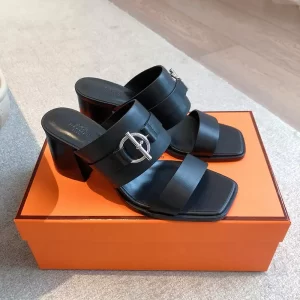 Fashion High Quality 6.5CM Heel Real Leather Slippers LX-872312