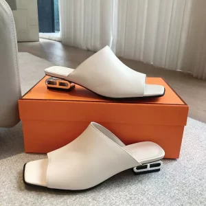 Fashion High Quality Real Leather Slippers with 2.5cm heels LX-872308