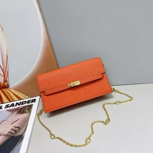 9 Colors Leather 24x14x6cm Long Wallet with Chains Strap BB-921913