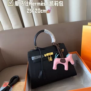 (11Colors) Genuine leather 25x20cm Totebag with charm BB-921995