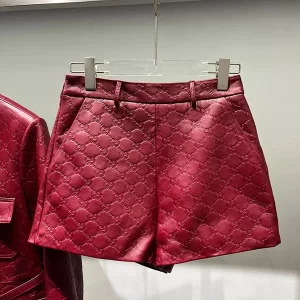 sheepskin embossed biker leather shorts WKZ-93602