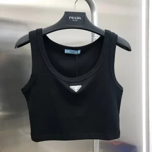 2Color Triangle Label Crew Neck Peplum Vest BX-93404