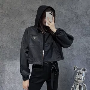 Nylon hooded short jacket WT-813082