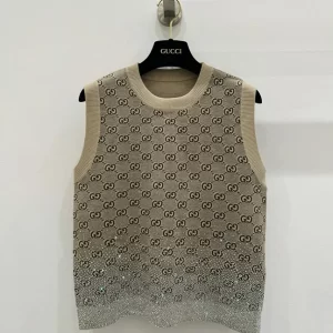 Colorful rhinestone vintage series knitted vest BX-93411