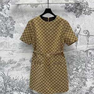 Round Neck Short Sleeve Straight Dress QZ-93131