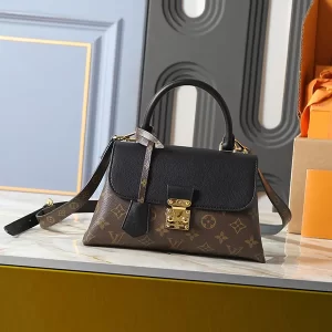 4Color 24.5x16x8cm Genuine Leather and Canvas Linings Handbag with Adjustable straps BB-9211048