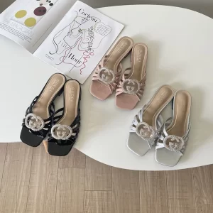 New Rhinestones open toe Flat Slippers (3Colors)LX-651433
