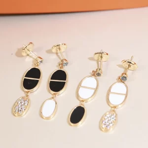 Stone-set pendant Earrings(2Colors) ED-931291