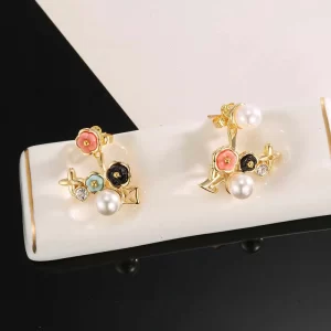 Elegant Stone-set Flowers Pearls Earrings ED-931325