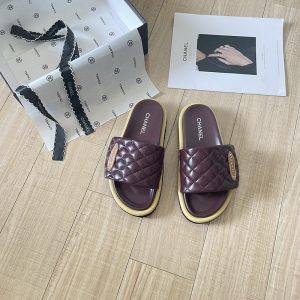 Genuine Leather Hook and Loop Flat Slippers LX-6613344