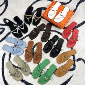 Fashion Genuine Leather 1cm Heel Flip-flops(16 Colors) LX-669061